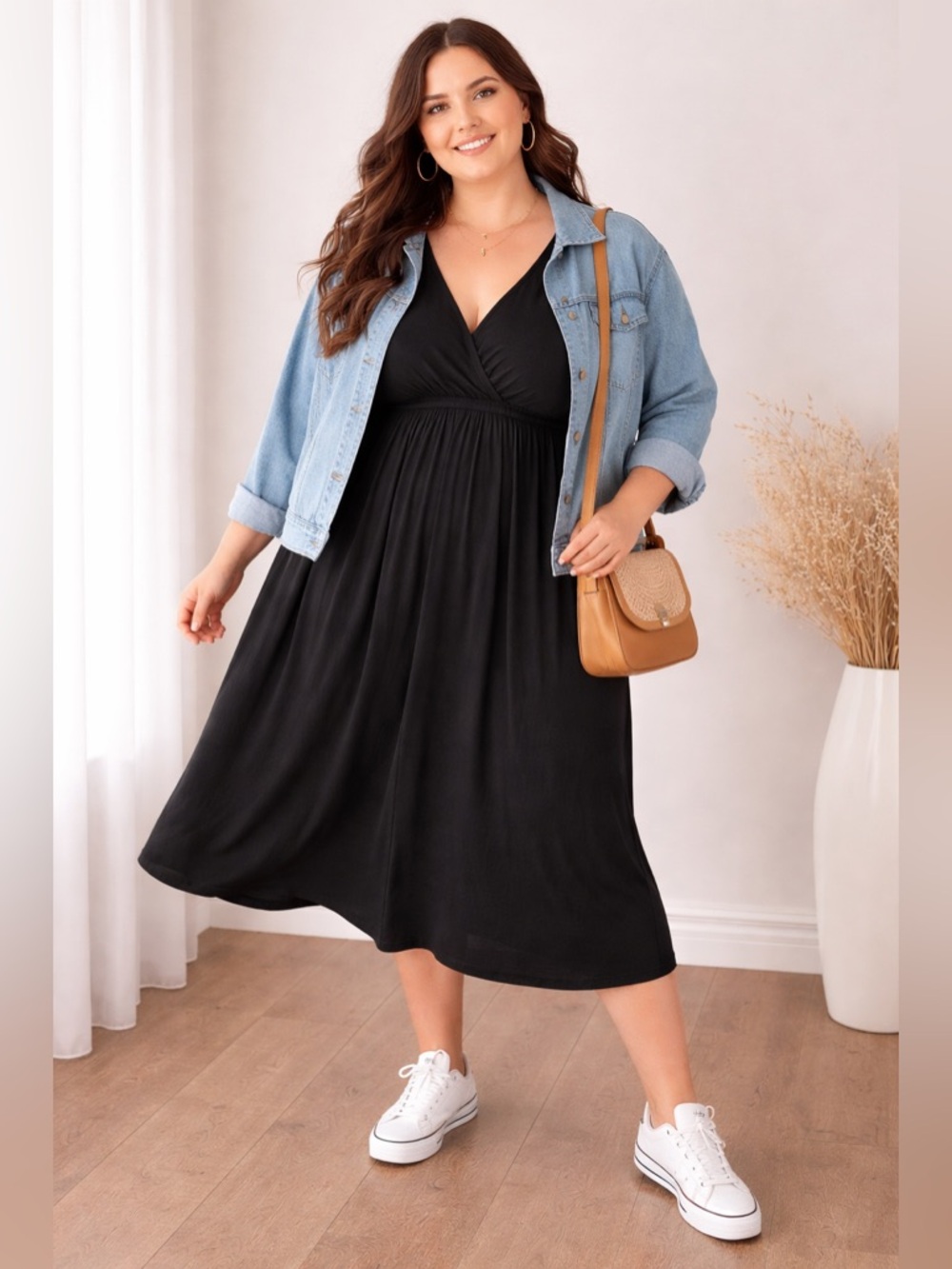 Ava & Viv Casual Size XXL Black Dress Empire Waist Travel Comfy Chic Soft Girl